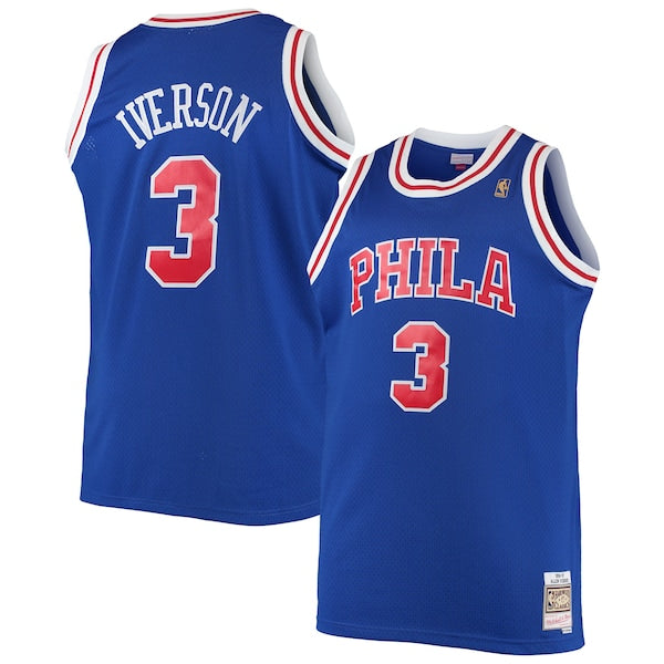 Allen Iverson Philadelphia 76ers 1996/97 Big & Tall Hardwood Classics Swingman Jersey - Royal/Black/Red/White