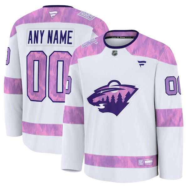 Minnesota Wild  2024 Hockey Fights Cancer Custom Practice Jersey - White