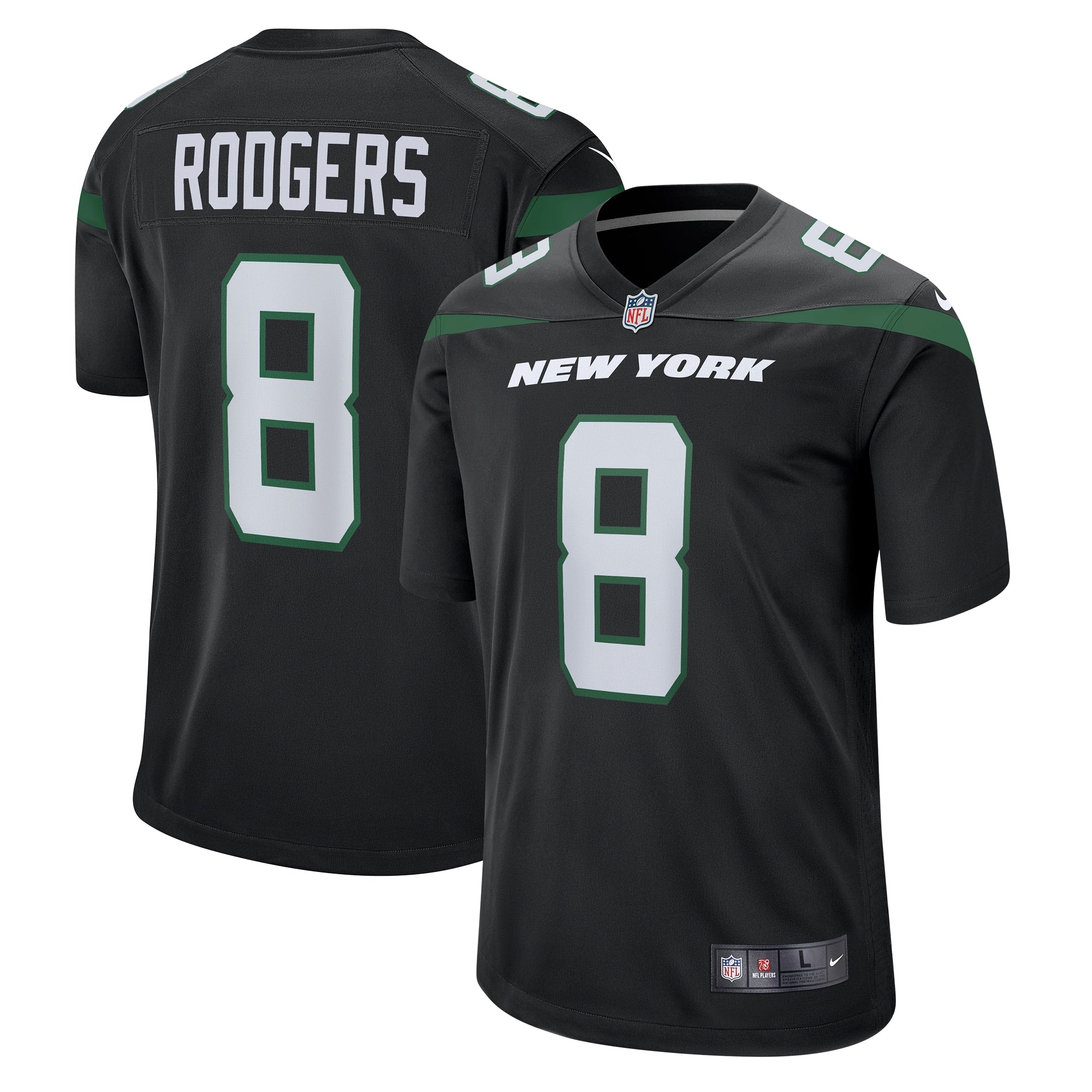 Aaron Rodgers New York Jets Nike Youth Game Jersey - White/Black/Green