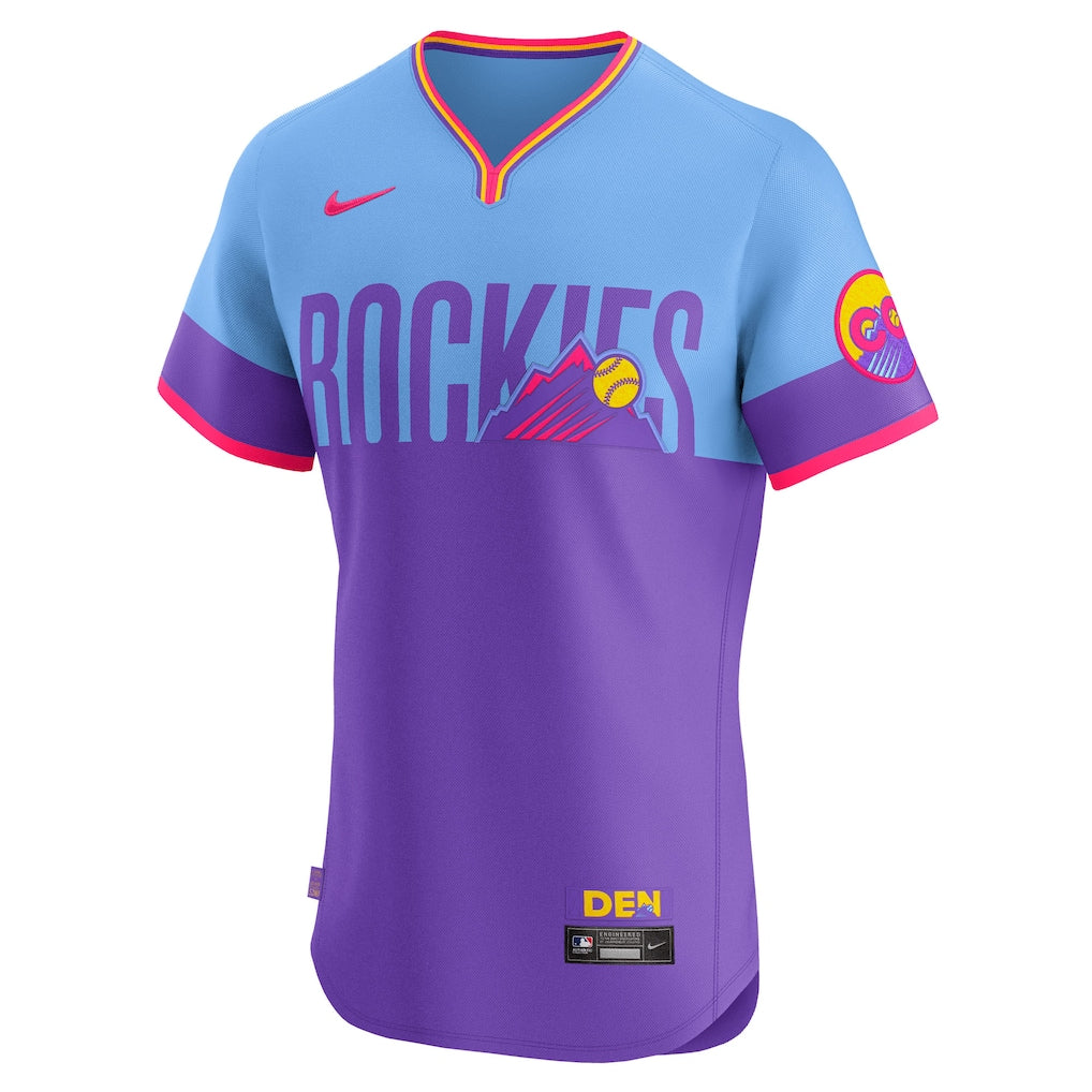 Colorado Rockies Nike 2025 City Connect Elite Jersey - Purple/Light Blue