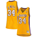 Shaquille O'Neal Los Angeles Lakers Women's 1999/00 Hardwood Classics Swingman Jersey - Gold