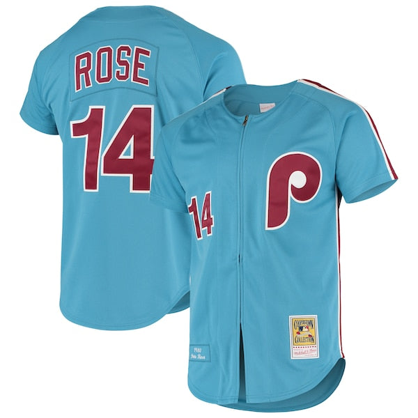 Pete Rose Philadelphia Phillies Cooperstown Collection Authentic Jersey - Light Blue