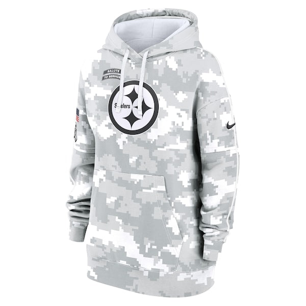 Pittsburgh Steelers Nike Women's 2024 Salute To Service Club Fleece Pullover Hoodie - Arctic Camo
