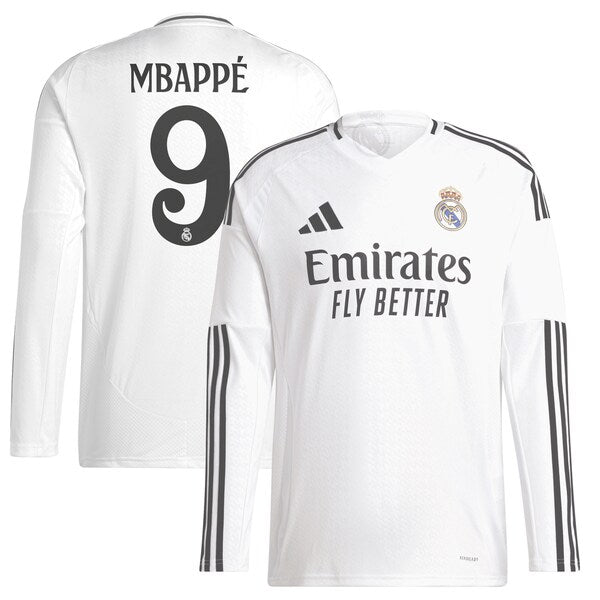 Kylian Mbappé Los Merengues adidas 2024/25 Home Replica Long Sleeve Player Jersey - White