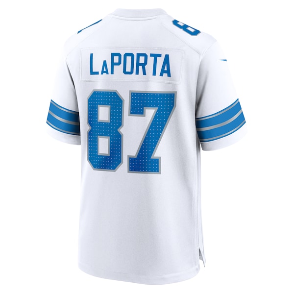 Sam LaPorta Detroit Lions Nike White Game Jersey -  White/Black/Blue