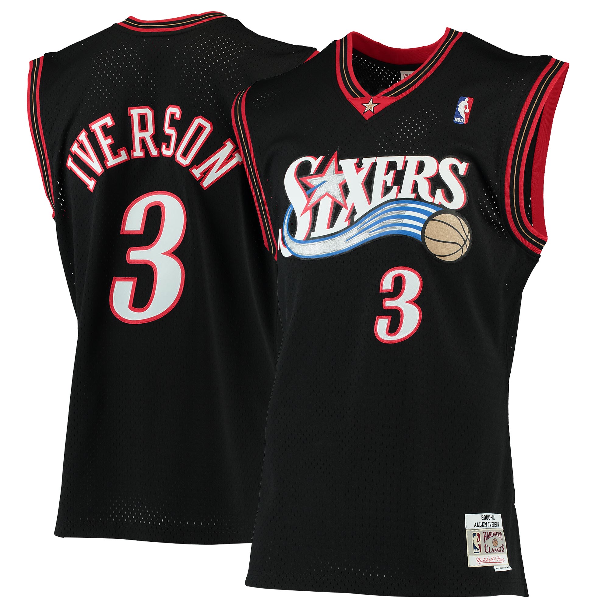 Allen Iverson Philadelphia 76ers  1996/97 Hardwood Classics Swingman Jersey - White/Red/Royal/Black