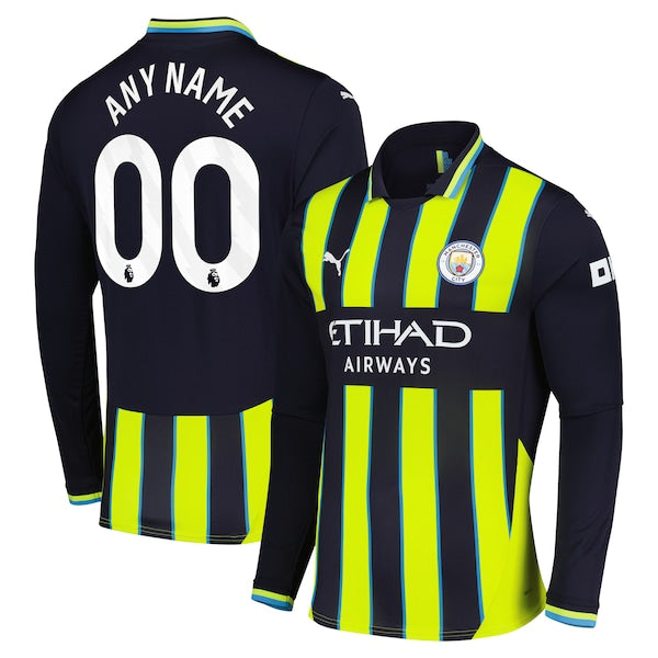 Manchester City Puma 2024/25 Away Replica Long Sleeve Custom Jersey - Navy