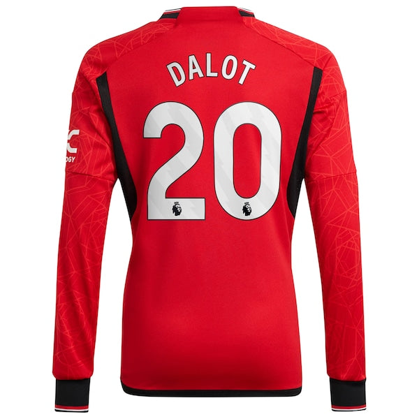 Diogo Dalot Manchester United adidas 2023/24 Home Replica Long Sleeve Player Jersey - Red
