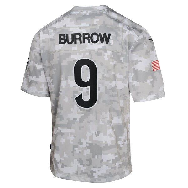 Joe Burrow Cincinnati Bengals Nike Youth 2024 Salute to Service Game Jersey - Arctic Camo