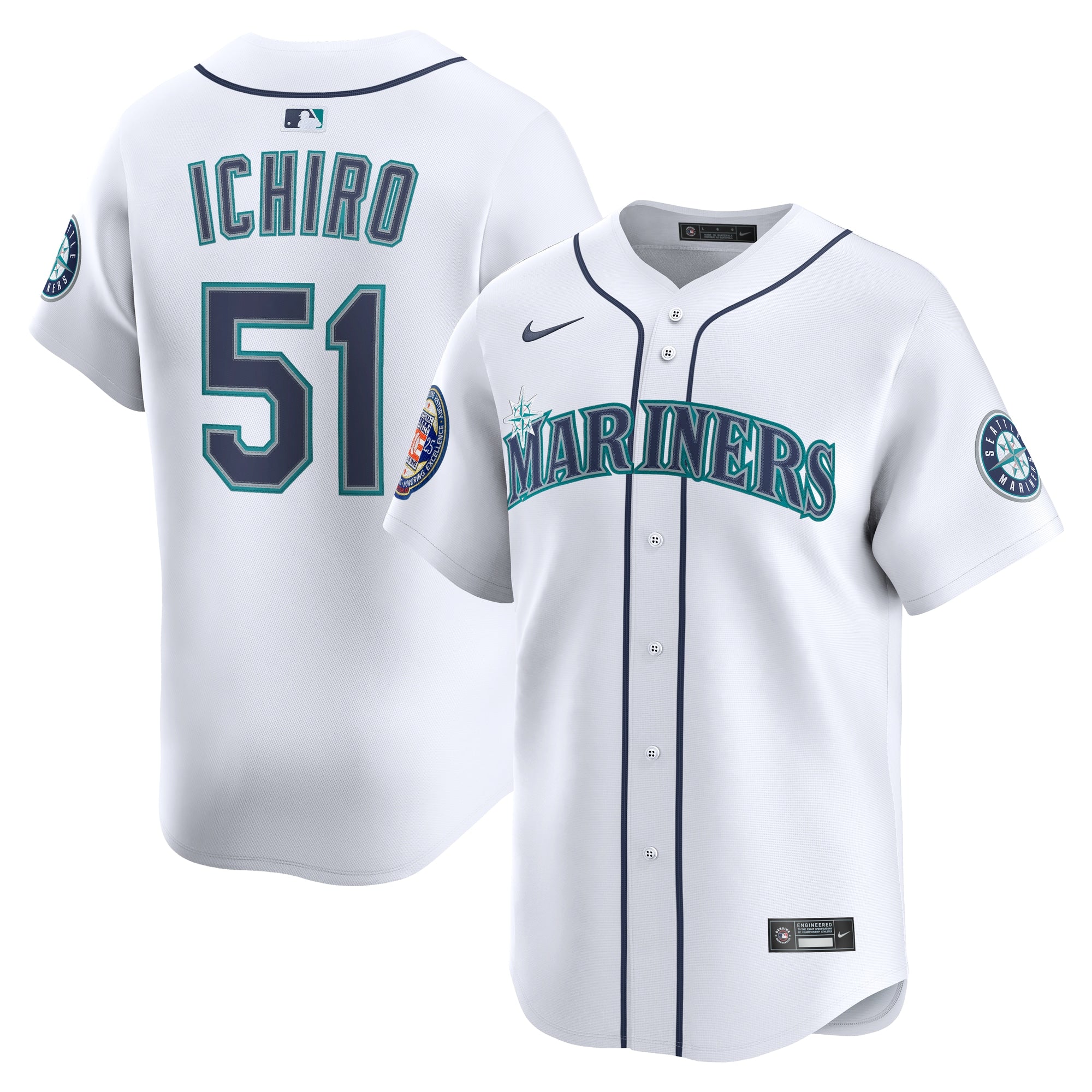 Ichiro Suzuki Seattle Mariners Nike 2025 National Baseball Hall of Fame Nike Alternate Limited Player Jersey - Aqua/White