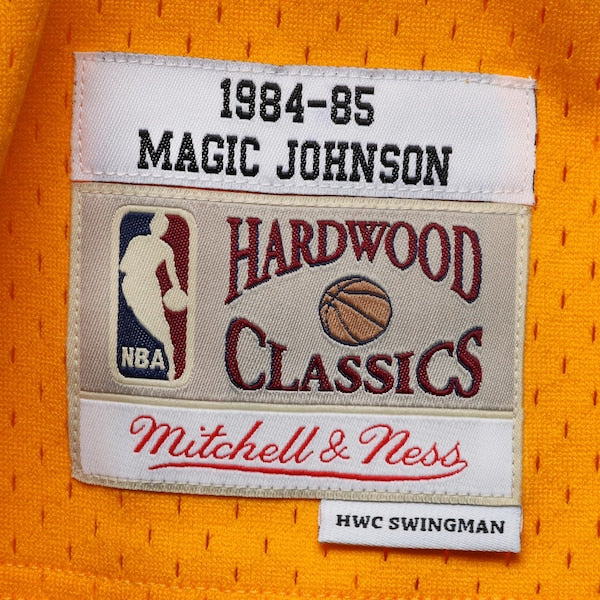 Magic Johnson Los Angeles Lakers 1984/85 Hardwood Classics Swingman Jersey - Gold/Purple