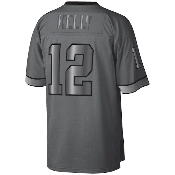 Jim Kelly Buffalo Bills 1990 Retired Player Metal Legacy Jersey - Charcoal