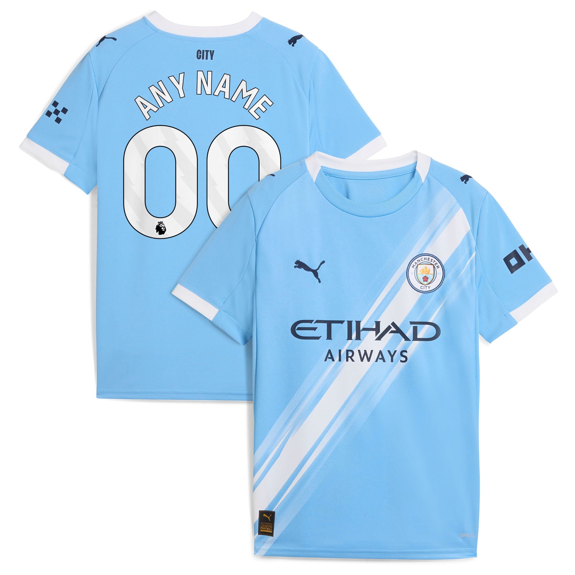Manchester City Puma Youth 2025/26 Away Replica Custom Jersey - Black/Green/Light Blue
