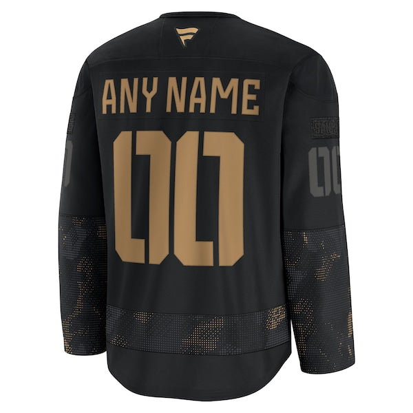 San Jose Sharks  2024 Military Appreciation Personalized Long Sleeve Practice Jersey - Black