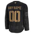San Jose Sharks  2024 Military Appreciation Personalized Long Sleeve Practice Jersey - Black