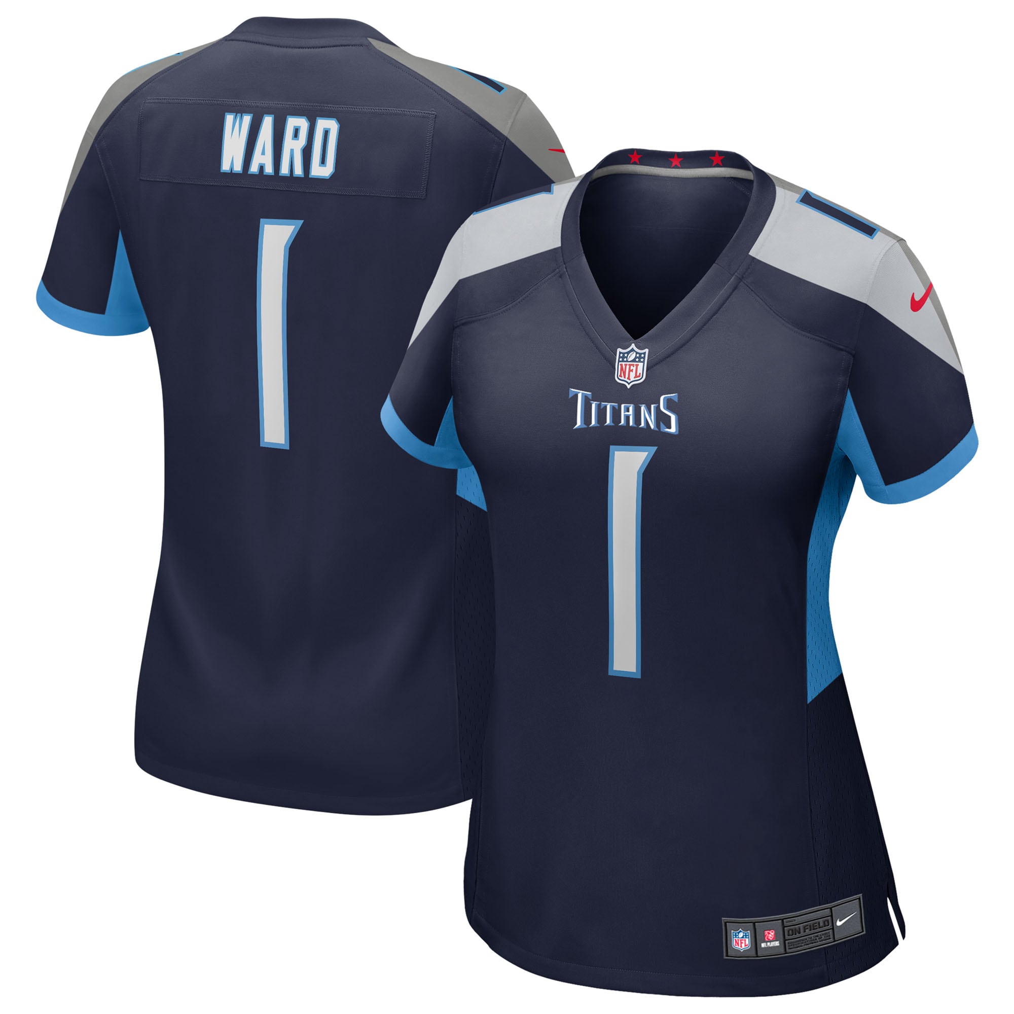 Cameron Ward Tennessee Titans Nike Women's 2025 NFL Draft First Round Pick  Game Jersey - Light Blue/Navy