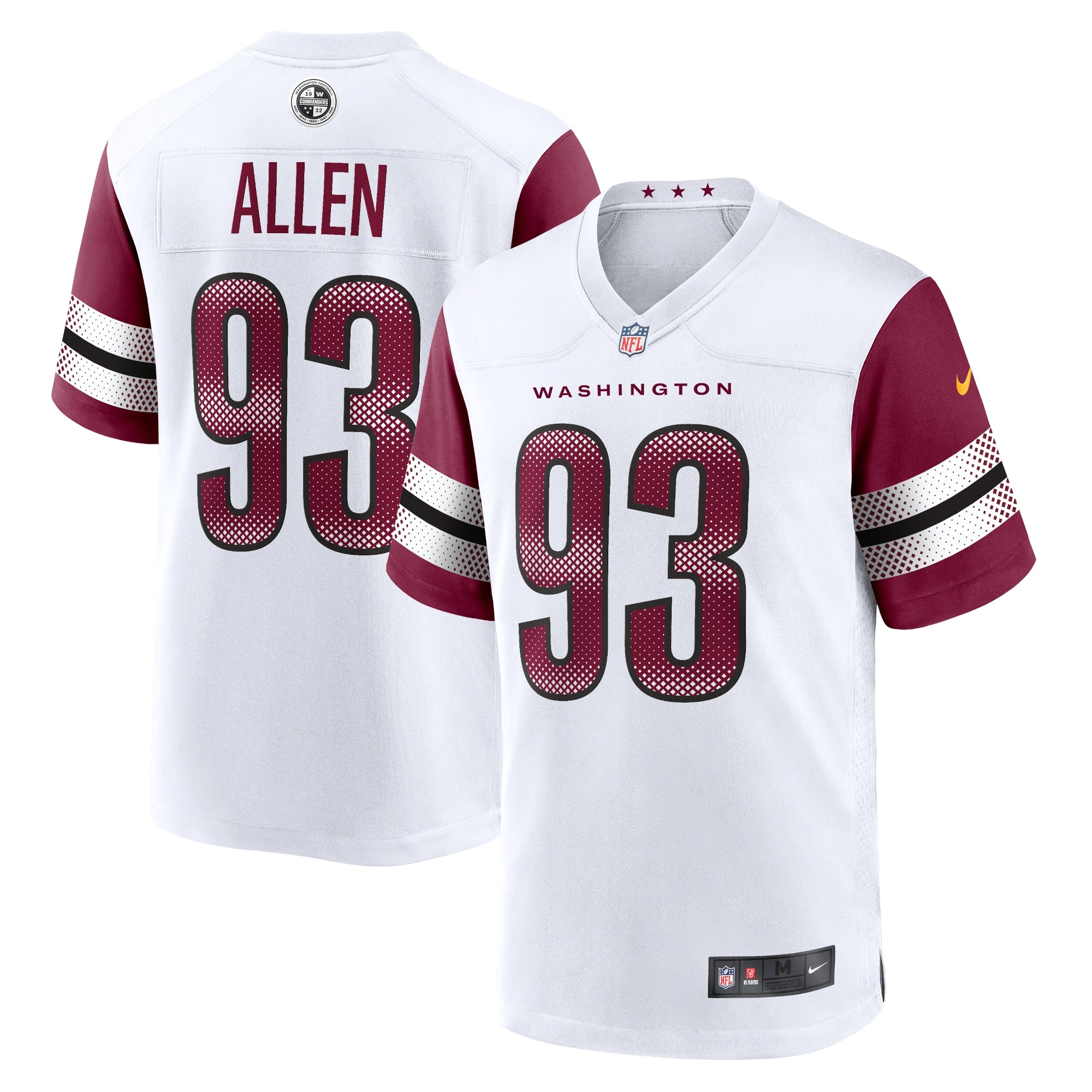 Jonathan Allen Washington Commanders Nike Game Jersey - Burgundy/Black/White
