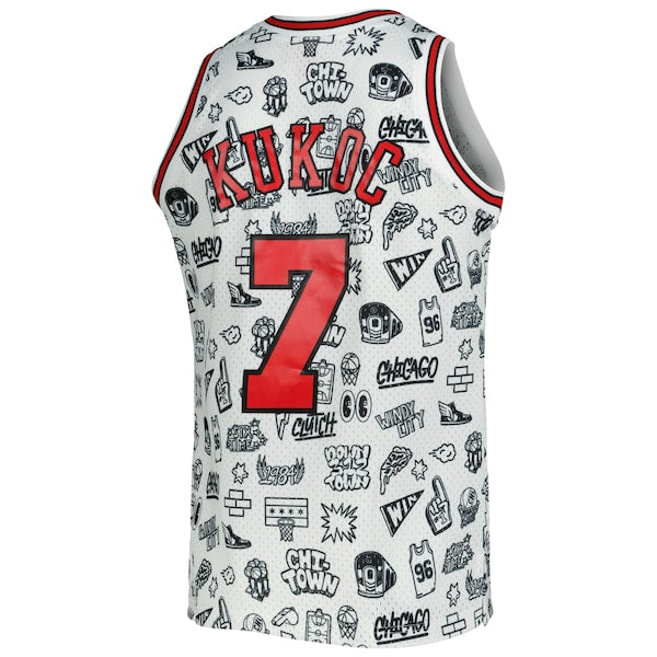 Toni Kukoc Chicago Bulls 1997/98 Hardwood Classics Doodle Swingman Jersey - White