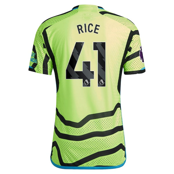 Declan Rice Arsenal adidas 2023/24 Away Authentic Player Jersey - Yellow/Red