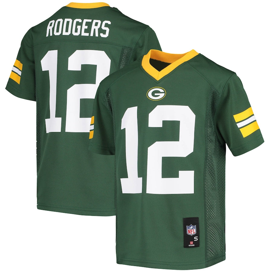 Aaron Rodgers Green Bay Packers Youth Replica Player Jersey - White/Green