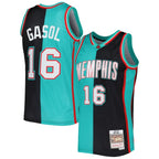 Pau Gasol Memphis Grizzlies Hardwood Classics 2001/02 Split Swingman Jersey - Black/Turquoise