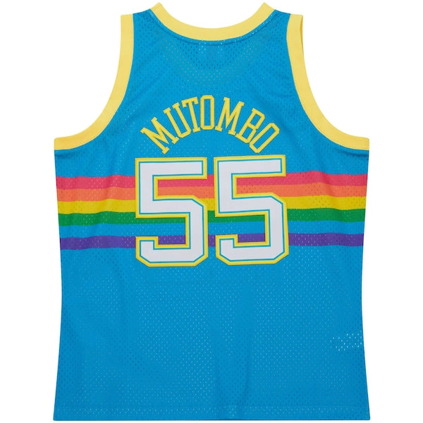 Dikembe Mutombo Denver Nuggets  Hardwood Classics 1991/92 Tropical Swingman Jersey - Blue