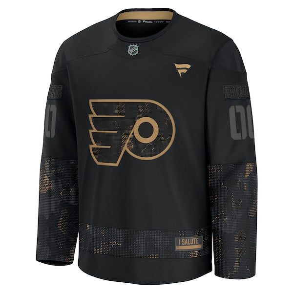 Philadelphia Flyers  2024 Military Appreciation Personalized Long Sleeve Practice Jersey - Black