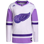 Detroit Red Wings adidas Hockey Fights Cancer Primegreen Authentic Blank Practice Jersey - White/Purple