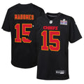 Patrick Mahomes Kansas City Chiefs Nike Youth Super Bowl LVIII Patch Carbon Fashion Game Jersey - Black