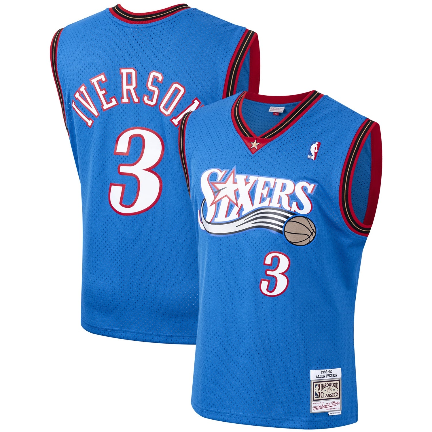 Allen Iverson Philadelphia 76ers  Hardwood Classics Swingman Jersey - White/Royal