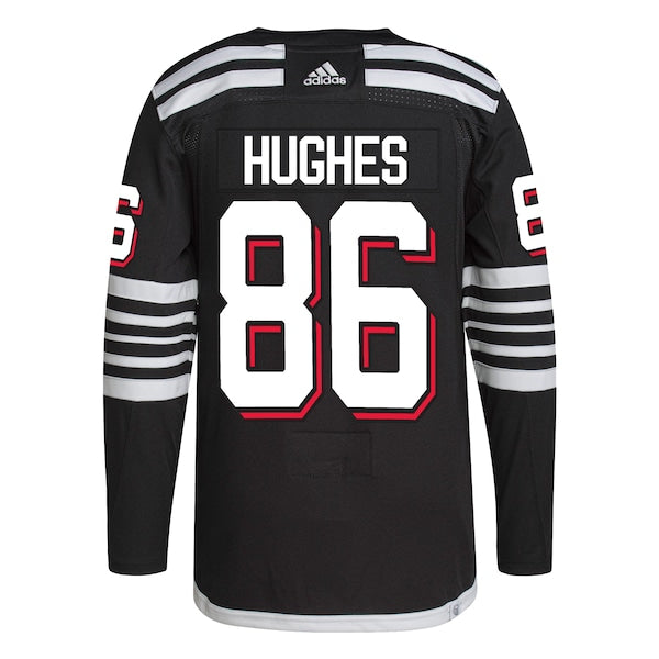 Jack Hughes New Jersey Devils adidas Alternate Primegreen Authentic Player Jersey - Black/Red