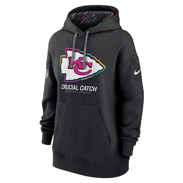 Kansas City Chiefs Nike Women's 2024 NFL Crucial Catch Club Pullover Hoodie - Black