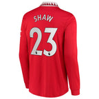 Luke Shaw Manchester United adidas 2022/23 Home Replica Long Sleeve Jersey - Red