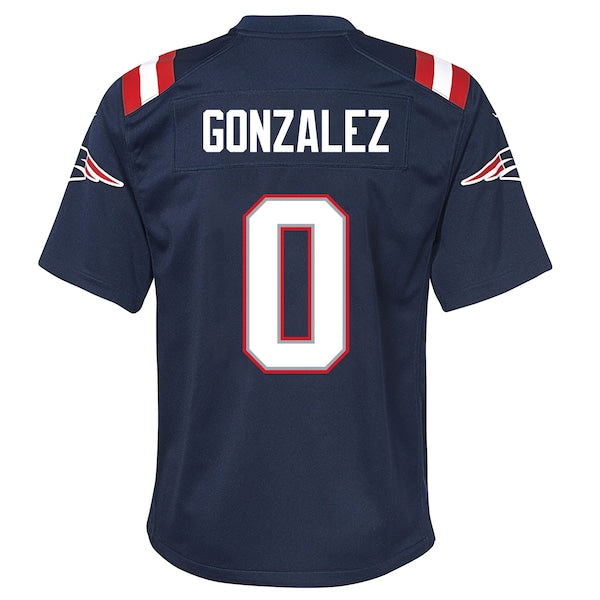Christian Gonzalez New England Patriots Nike Youth Game Jersey - Navy/Red