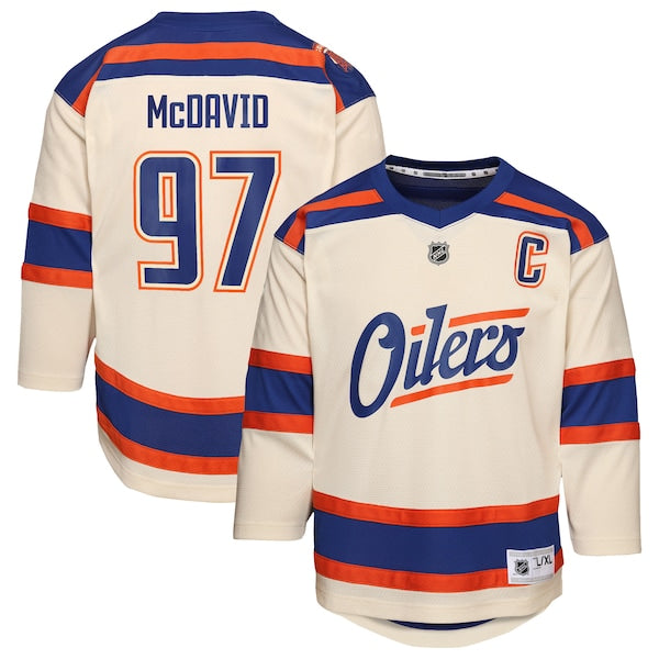 Connor McDavid Edmonton Oilers Youth Alternate Replica Player Jersey - Light Beige/Royal