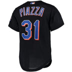 Mike Piazza New York Mets Cooperstown Collection Mesh Batting Practice Button-Up Jersey - Black/Orange/Royal