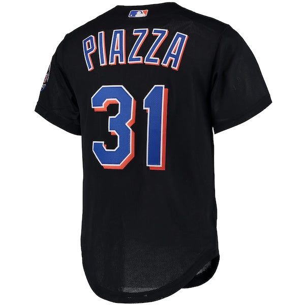 Mike Piazza New York Mets Cooperstown Collection Mesh Batting Practice Button-Up Jersey - Black/Orange/Royal