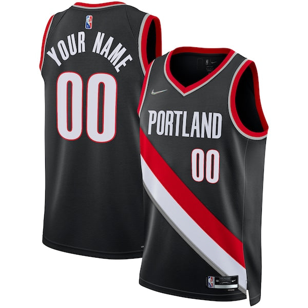 Portland Trail Blazers Nike 2021/22 Diamond Swingman Custom Jersey - Icon Edition - Black