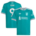 Alexander Isak Liverpool adidas Youth 2025/26 Third Replica Player Jersey - Green/Red