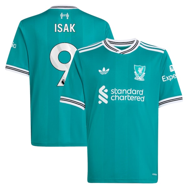 Alexander Isak Liverpool adidas Youth 2025/26 Third Replica Player Jersey - Green/Red