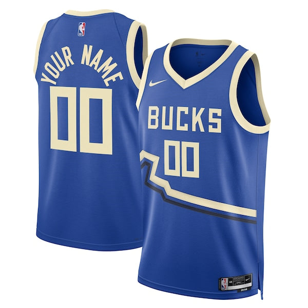 Milwaukee Bucks Nike Unisex 2024/25 Custom Swingman Jersey - City Edition - Royal