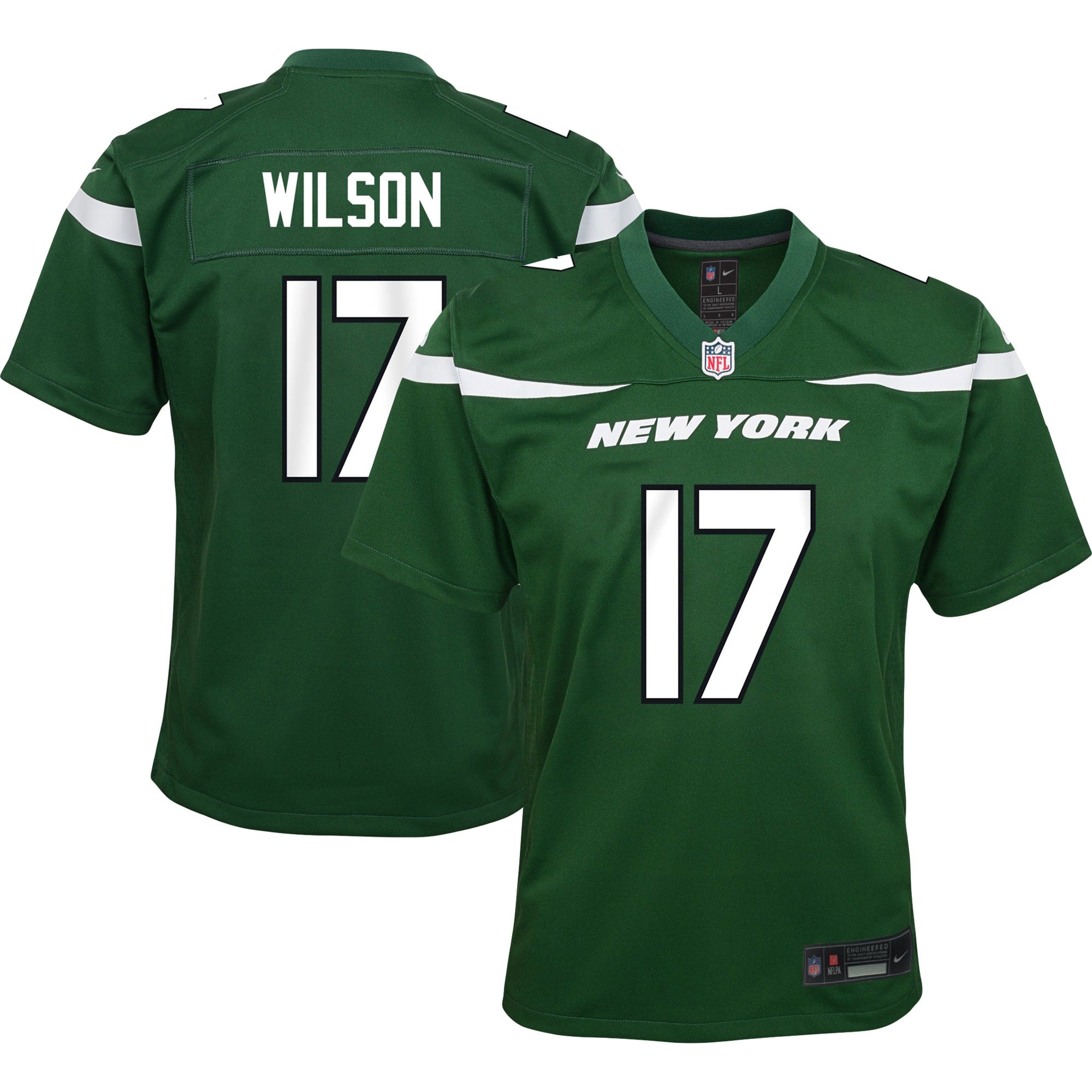 Garrett Wilson New York Jets Nike Youth Game Jersey - White/Green