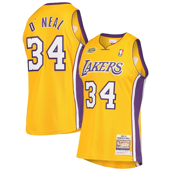 Shaquille O'Neal Los Angeles Lakers 2000 NBA Finals Hardwood Classics Authentic Jersey - Gold