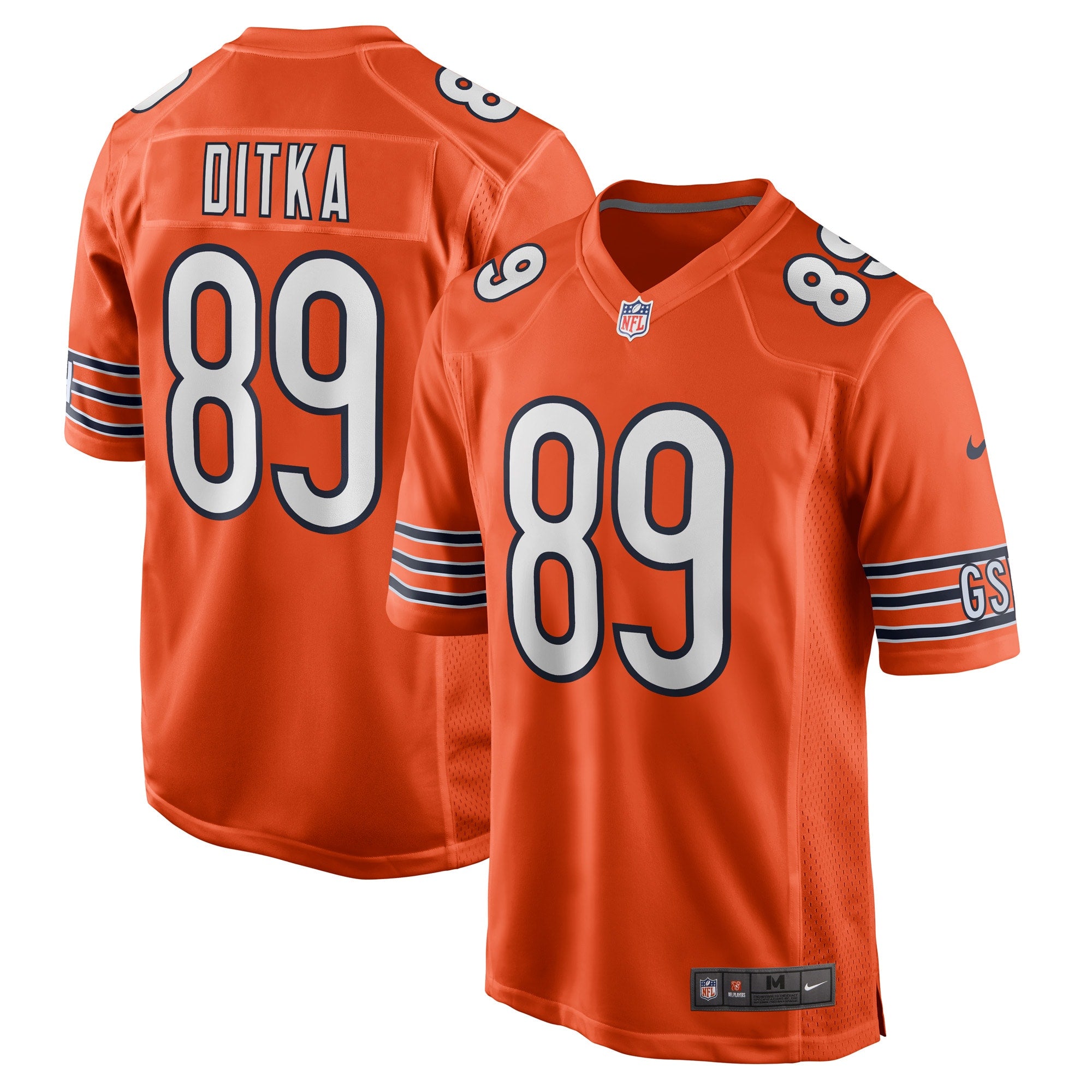 Mike Ditka Chicago Bears Nike Retired Player Game Jersey - White/Navy/Orange