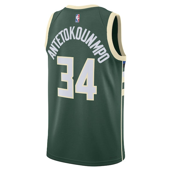 Giannis Antetokounmpo Milwaukee Bucks Nike Unisex Swingman Jersey - Icon Edition - Hunter Green/White