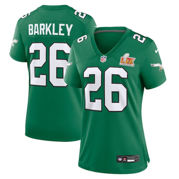 Saquon Barkley Philadelphia Eagles Nike Women's Super Bowl LIX 2nd Alternate Game Jersey - Kelly Green