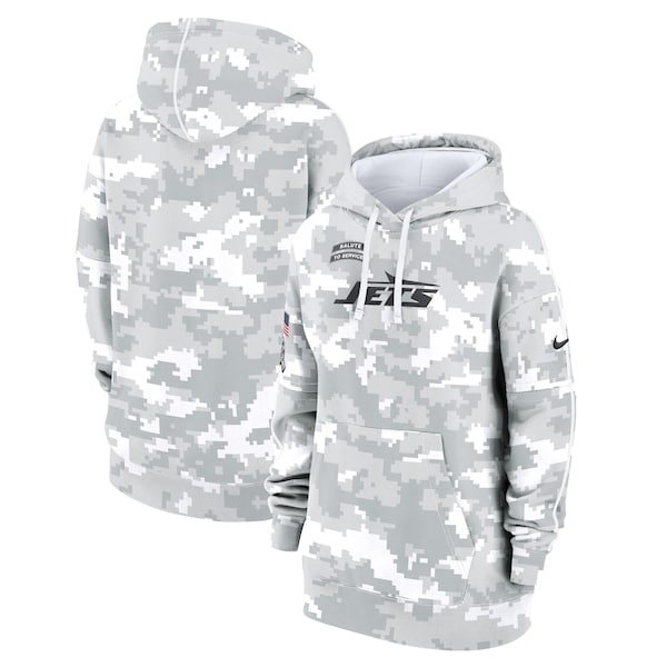 New York Jets Nike Women's 2024 Salute To Service Club Fleece Pullover Hoodie - Arctic Camo