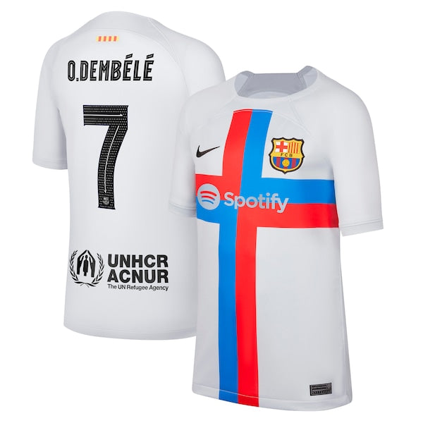Ousmane Dembele Barcelona Nike Youth 2022/23 Third Breathe Stadium Replica Player Jersey - Gray