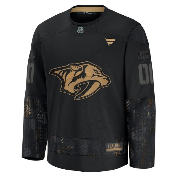 Nashville Predators  2024 Military Appreciation Personalized Long Sleeve Practice Jersey - Black